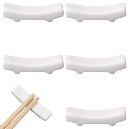 CRASPIRE 6pcs White Ceramic Chopstick Stands Chopsticks Rests Chinese Chopstick Holder Calligraphy Rest Utensil Cutlery Stand for Wedding Dining Table Decor Spoon Tableware