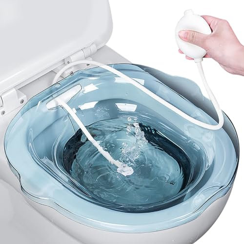Sitzbad für die Toilette, 2-teiliges Set mit Sitzbadewanne und Spülung, Sitzbäder mit Überlaufschutz und Abflusslöchern, rutschfestes Sitzbad für Hämorrhoiden, nach der Geburt, ältere Menschen, b