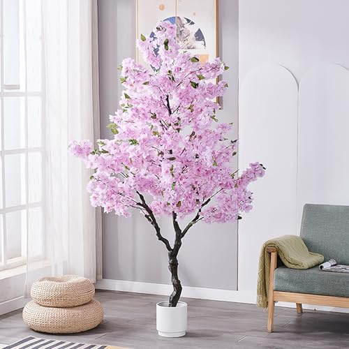 VOLDAX Cerisier Japonais Artificiel Fleurs Artificielles Fausse Plante, Arbres De Fleurs De Cerisier Roses Faits À La Main Arbre, pour Mariage Extérieur D'intérieur(Purple,50cm/19.7in)