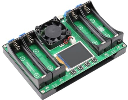 DEWOTHV 4 Kanal 18650 Batteriekapazitätstester DC5V mit LCD-Display und Typ-C, Automatischer Innenwiderstandstester mit Aktiver Kühlung und Lade-Entlade-Funktion für Lithium Batterien