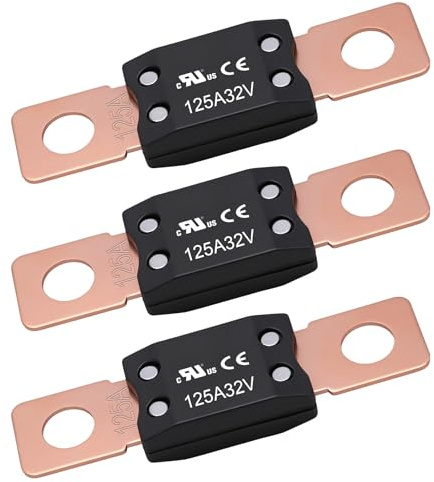 Weasch Fusible 125 A MEGA/AMG, certification UL, montage à boulon haute intensité automobile 125 A pour voitures, remorques, camions, bus, caravanes, bateaux