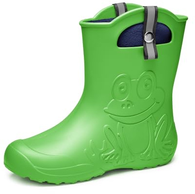 Ladeheid EVA Gummistiefel Damen warm gefüttert durch herausnehmbaren Innenschuh leichte wasserdichte Regenstiefel Griffe zum Anziehen rutschfeste Sohle LA-CA-23