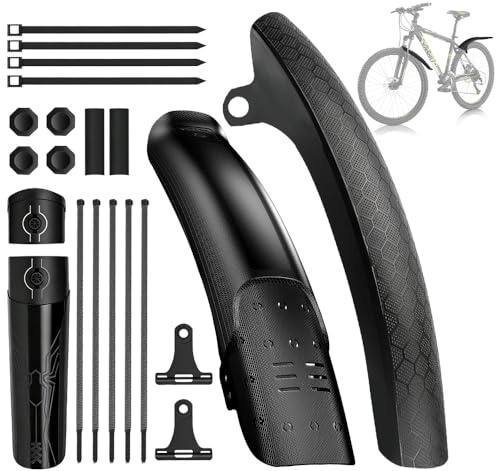 WDKXCN Fahrrad Schutzblech Mountainbike Set, Verstellbarer Schutzblech MTB Vorne und Hinten Reifenbreiten von 50–70 mm, Abnehmbares Mudguard MTB Schutzbleche für 26/27.5/29 Zoll