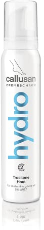Callusan Hydro Cremeschaum für trockene Füße, feuchtigkeitsspendende Pflege, 5% Urea, Stearinsäure, schnelleinziehend, frei von Duft- und Farbstoffen - 125 ml
