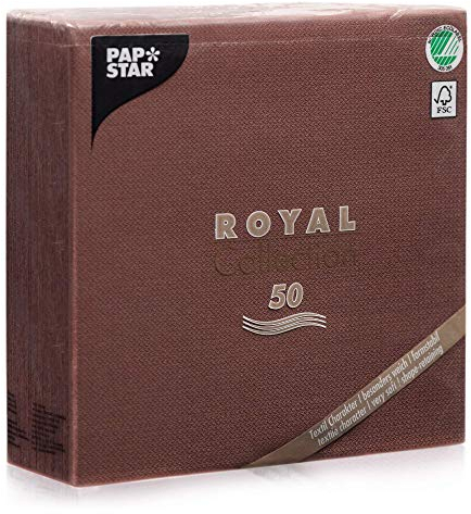 Papstar 10821 50 Servietten Royal Collection 1/4-Falz 40 x 40 cm, braun