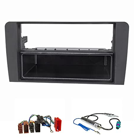 tomzz Audio 2403-020 Kit Radio Compatible avec Audi A3 8P 8PA Noir avec Adaptateur système Actif ISO Fakra Adaptateur d'antenne Alimentation fantôme DIN modèles avec Symphony Concert ou Chorus