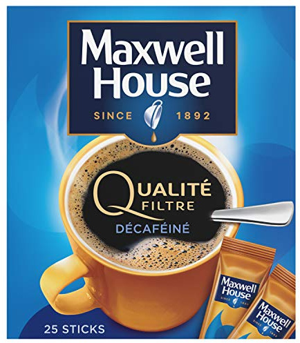 Maxwell House Café Soluble Décaféiné Qualité Filtre, 25 Sticks