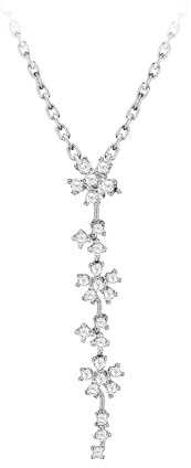 Tuscany Silver Damen Collier Rhodiniert Sterling Silber Weiß Zirkonia Blume Tropfen Einstellbar 39.5cm/15.5zoll-42cm/16.5zoll