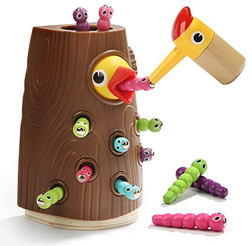 TOP BRIGHT Magnetisches Spielzeug Kinder Spiel, Wurm Fangen Montessori , Kinderspielzeug Lernspielzeug ab 2 3 4 Jahren Jungen und Mädchen Geschenk