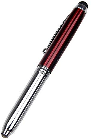 Bolígrafo LED BE-TOOL con linterna LED 3 en 1, lápiz capacitivo, luz LED, bolígrafos de tinta alimentados por LED con recarga y baterías para escritura nocturna (1 paquete, rojo)