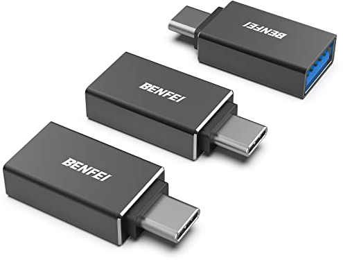 BENFEI Adaptateur USB C vers USB 3.0, Pack de 3 USB C vers Un Adaptateur mâle vers Femelle, Compatible avec MacBook 2018 2017 2016, Samsung Galaxy Note 8, Galaxy S8 S8 + S9, Google Pixel, Nexus, Noir