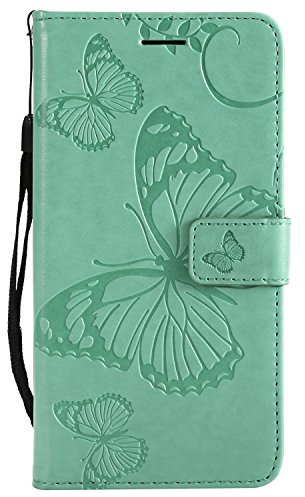 Sleep bear)Funda para Huawei Mate 10, Mariposas Cuero de la PU Caja del Teléfono, Billetera del Movil Cubierta Carcasa+Stylus-Verde