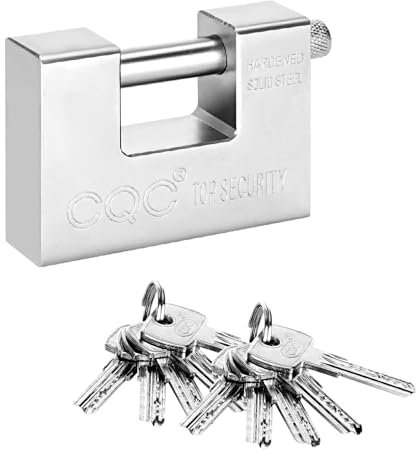 Youyijia 10 Keys Heavy Duty Padlock 9.4X7X2.9cm Warehouse Container Security Lock Padlock Outdoor for Garage Shutter Padlock Gate Chain Gates Warehouses Garages