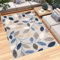 TAPISO Patio Teppich Indoor Outdoor Grau Mehrfarbig Blätter Sisaloptik Strapazierfähig Wetterfest Flachgewebe Terrasse Wohnzimmer ÖKO-TEX 200 x 300 cm