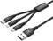 Unitek Premium Multi 3 en 1 USB Cable de carga universal múltiple Micro USB/Tipo C/Lightning 3A 1.2M para iPhone/Android Smartphone - Negro