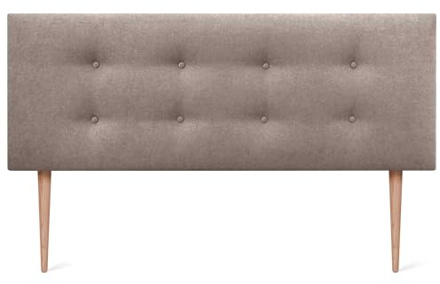 DHOME Tête de lit en Similicuir ou en Tissu AQUALINE Pro avec 2 rangées de Boutons et de Pieds Tête de lit de Luxe rembourrée (145x105cm avec Pieds (Lits 120/135/140), Tissu Terre)