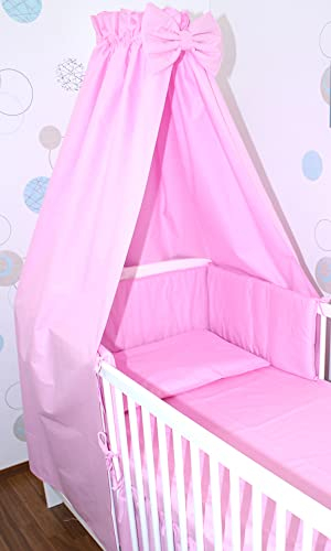 Primawela Babybett Himmel Vollstoff - Rosa - für Baby Bett Vollstoffhimmel Baumwolle