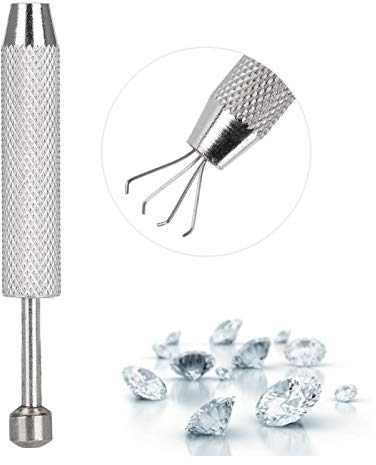 Schmuckpinzette, Diamant-Schmuckhalter-Aufnahmewerkzeug, Pinzette mit 4-Zacken-Fänger, Greifpinzette, Gerade Pinzette Zum Löten, Schmuckherstellung, Reparaturwerkzeug(Four claws gem claw (cornet))