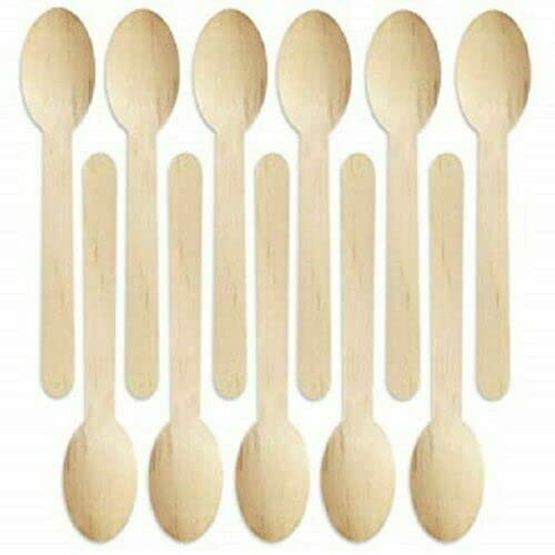 24 Pcs Disposable Wooden Cutlery Spoons| 100% Biodegradable Compostable Eco-Friendly Plastic Free Natural Birch Wood| Ideal for Wedding Picnic Party Outdoor Office BBQ