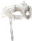Hoshin Maskenmaske mit Stock, Mardi Gras Deecorations Venezianische Masken für Damen (Silber)