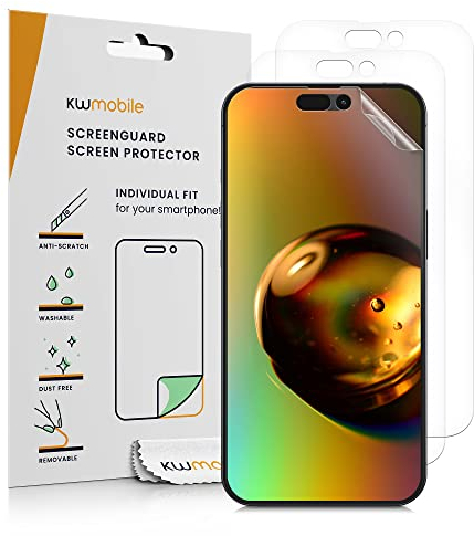 kwmobile Screen Protectors Compatible with Apple iPhone 14 Pro Max Screen Protector - 3x Ultra-Clear Transparent Phone Films