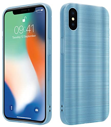 Cadorabo Hülle kompatibel mit Apple iPhone X/XS Schutzhülle TPU Silikon Case Brushed Design mit Kameraschutz Slim Kratzfest Weiche Gummi mit Rundumschutz Case Hülle für iPhone X/XS in Türkis