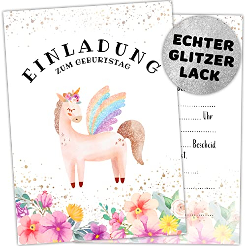 Gentle North 15 x Einladungskarten Kindergeburtstag (A6) - Einhorn Partyeinladungen zum Kinder Geburtstag für Jungen, Mädchen, Jugendliche & Teenager - Einladungen zur Geburtstagsfeier