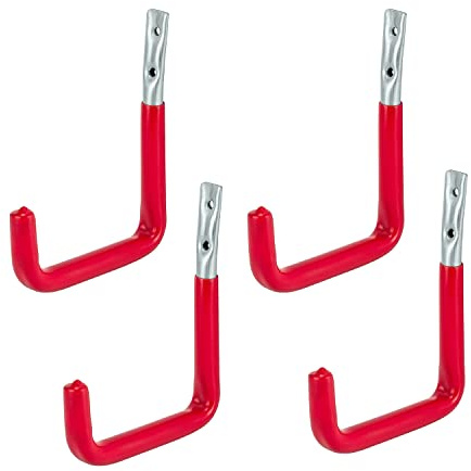 siwitec Wandhaken U-Form 145 x 120 x 60 x 90 mm rot gummier, 4er-Set, Schwerlsthaken, Tragkraft 25 kg