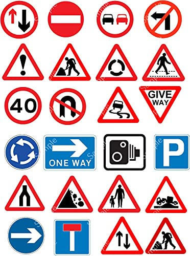 24 x PRECUT Road Signs Edible Wafer Cupcake Toppers Cake Decoration