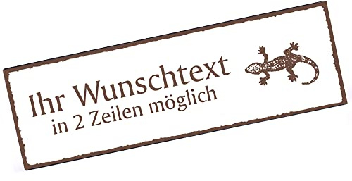 Türschild Gecko Namensschild personalisiert mit Gravur- 150mm x 50mm - selbstklebend