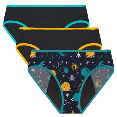 Neione Periodenunterschwäsche Mädchen Starke Blutung Teens 10-18 Jahre Auslaufsicher Periodenslips 3er Pack Galaxy 10-12 Jahre