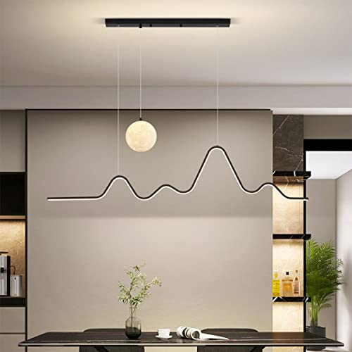 Modern LED Hängeleuchte Esstisch Pendelleuchte 36W Höhenverstellbar Kronleuchter Dimmbar mit Fernbedienung Hängeleuchte für Esszimmer Wohnzimmer Bar Büro lampe (schwarz)