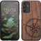 kwmobile Hülle kompatibel mit Samsung Galaxy A14 5G Hülle - Holz Case - Handy Cover - TPU Handyhülle in Dunkelbraun Kompass Vintage