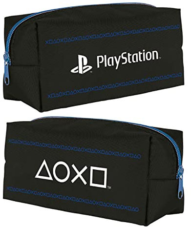 PlayStation Zip Up Pencil Case (Pinstripe Dark Design) - Official Merchandise