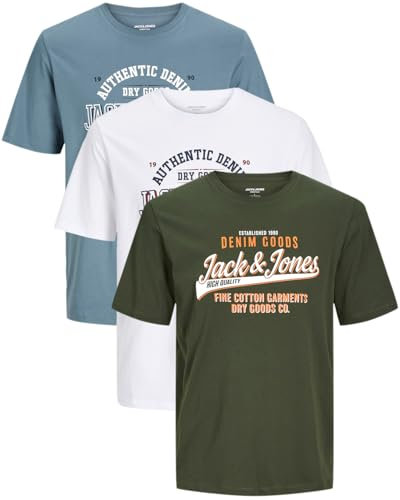 JACK & JONES Herren 3er-Set T-Shirts aus Baumwolle (Big Size Mix 6, 3XL)