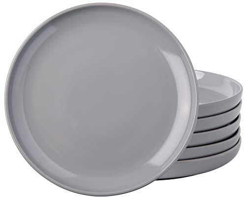 AmorArc Ceramic Dinner Plates Set of 6,10.5 inch Large Stoneware plates for Kitchen,Dinnerware Dishes set- Microwave,Dishwasher Safe,Scratch Resistant-GREY