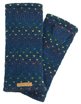 McRon Damen Gestrickte Pulswärmer Stulpen Modell Ines regenbogen