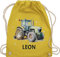 Turnbeutel Rucksack - Trecker Name I Trecker Fan I Traktor Geschenk personalisiert I Geschenk Landwirt - Unisize - Gelb - sporttasche kindergarten jungen stoffbeutel wechselkleidung traktoren leon