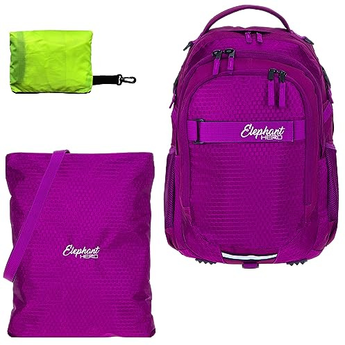 Elephant 3tlg. Set Schulrucksack Hero 12993 Wild Berry rtp | Signature Jungen Mädchen Rucksack Sportbeutel Turnbeutel Regencover Attach Bag Raincover