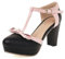 ZIRIA Escarpins à talons hauts et bout rond pour femme - Grande taille - Avec nœud - Chaussures de fête de mariage, noir/rose, 45 EU