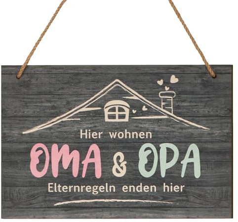 COLOFALLA 30 x 20cm Oma Opa Geschenk Weihnachten Geschenke Oma Opa Schild Oma Opa Deko Pension Geschenk Rente Geschenk Hier Wohnen Oma Opa Muttertag Geschenk Geburtstag Geschenk Oma Opa