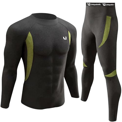 UNIQUEBELLA Thermo unterwäsche Set, Funktionswäsche Herren Skiunterwäsche Winter Suit Ski Thermo-Unterwäsche Thermowäsche Unterhemd + Unterhose