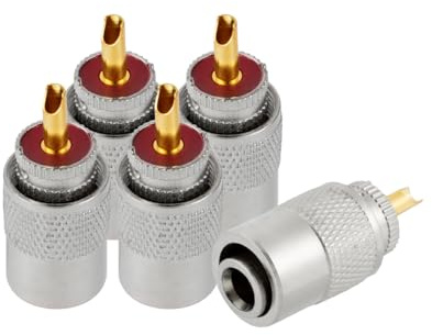 Vecys 5PCS PL-259 UHF Male Connectors 50 Ohm PL259 Male Plug Crimp RF Coax Connector Adapter for RG8X RG59 RG-213 VLMR-400 RG-8 Low Loss Coax Cable Compatiable with Ham Radio