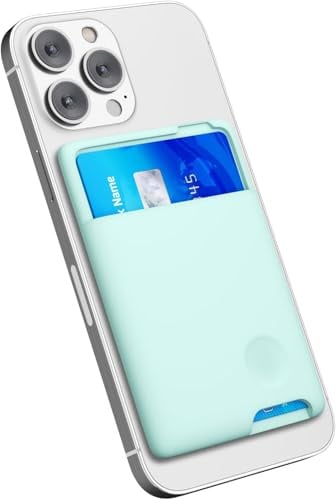 oakxco Phone Wallet Stick On, Secure Phone Card Holder Silicone, Adhesive Pocket Sleeve ID Credit Card, Slim Thin Card Case for Men Women Cute, Compatible with Apple iPhone Samsung Pixel, Mint