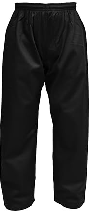 Karate Trousers Martial Arts Karate Pants Student Cotton GI Aikido Kids Pant Kung Fu Adults Kimono Trousers (Black, 6-190)
