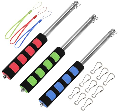 MIVAIUN 3 Stück Teleskop Fahnenmast Set Handheld Fahnenstange Edelstahl Tour Guide Fahnenstange für Reise Camping Ausflüge Wettbewerbe Reiseleiter Lehrer Banner Flagge Zusammenklappbarer (3 Stück)