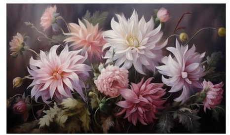 SHYAMIC Rosa Quadri Moderni Soggiorno Su Tela, Fiori Rosa Verde Quadri Camera da letto Decorazione della cucina Decorazione della stanza -20x30cm Non incorniciato