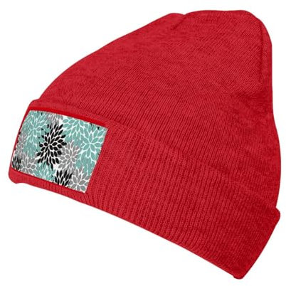 WURTON Interessante modische Beanie-Mütze für Herbst und Winter, für Herren und Damen, Dahlie, Blumendruck, warme Mütze, Strickmütze, Rot/Ausflug, einfarbig (Getaway Solids), Einheitsgröße