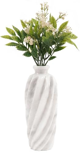 Radicaln Marble Flower Vase 10 Inches White Handmade Premium Flower Pot for Indoor Garden Decor, Home Office Style, Mother's Day Decoration, and Fresh or Artificial Flowers