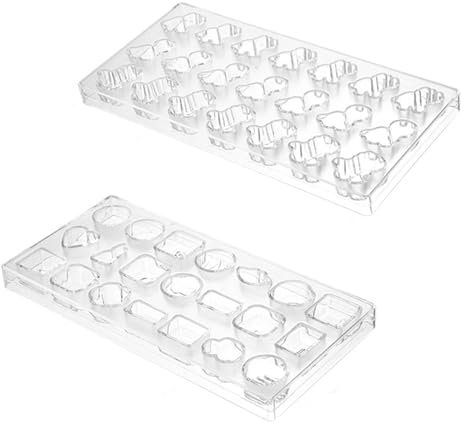 Binwat Confezione da 2 stampi per cioccolatini in policarbonato con raschietto (dinosauro+motivi multipli)